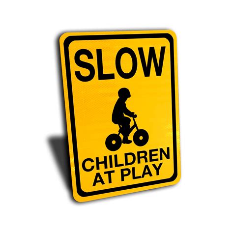 Slow Children At Play Sign Aluminum Yellow Reflective Etsy Canada