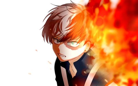 Download Anime Boy Fire Shoto Todoroki Wallpaper