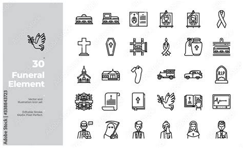 Vector Line Icons Set Of Funeral Icon Editable Stroke Design For