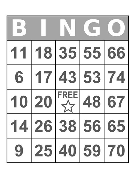 Downloadable Free Printable Bingo Cards Templates Printable