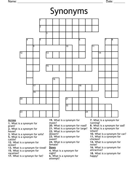 Synonyms Crossword Wordmint