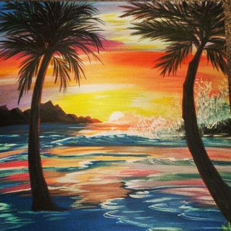 My First Sunset Palmtrees Pinots Palette Paintings Painting