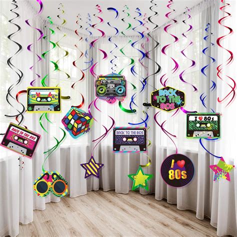Blulu 80s Party Decorations Kit 80s Retro 1980s Party Hanging Swirls