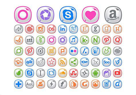 50 High Quality Free Social Media Icon Sets And Buttons In Png And Vector