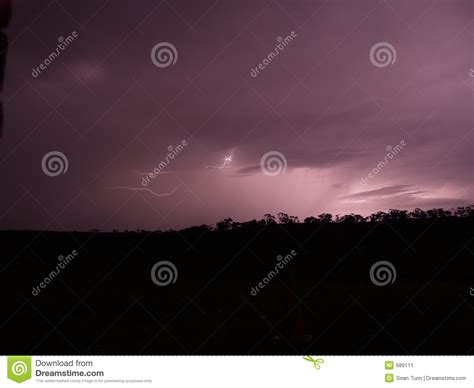 Lightning At Night Purple Sky Stock Image Image Of