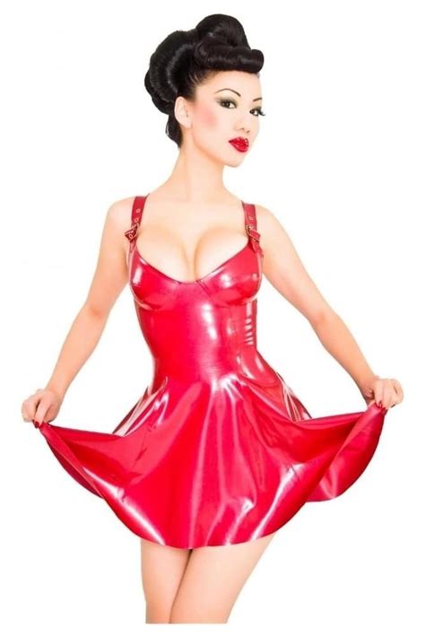 Manhattan Fashion Kinky Rubber Dress With Buckle Straps And Bra Cups