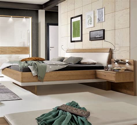 Stylform Doris Modern Floating Bed In Semi Solid Oak With Faux Leather Headboard In 2021 Bed