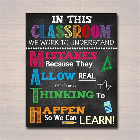 Math Teacher Classroom Poster Printable Mistakes Math Etsy Teacher