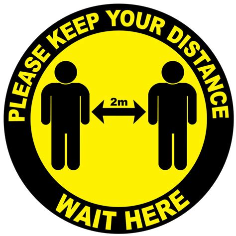 Please Keep Your Distance Wait Here Floor Sticker Access