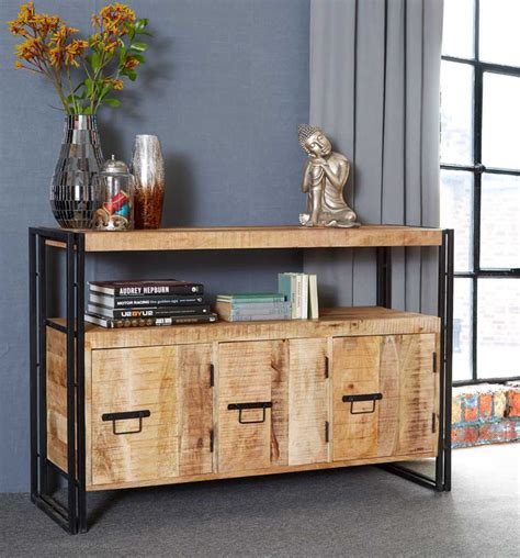 Upcycled Industrial Mintis Sideboard In Reclaimed Wood And Metal Sideboards And Display Cabinets