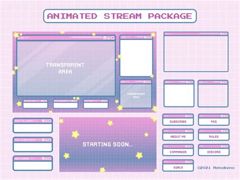 Animated Stream Overlay Package For Twitch Cute Star Windows Theme