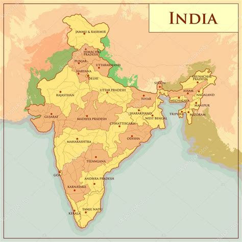 Mapa Físico De La India Con Diferentes Estados 2024