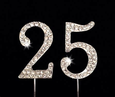 25th Birthday Cake Topper 25th Anniversary Cake Topper 175 Inches