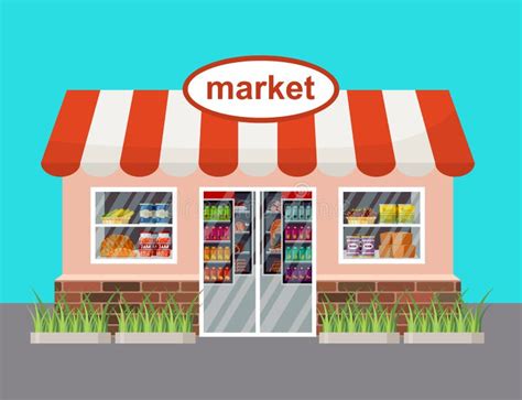 Market Building Grocery Store Stock Vector Illustration Of