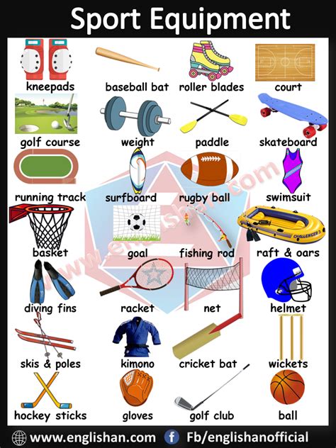 Sport Equipment Vocabulary With Images And Flashcards Download Pdf