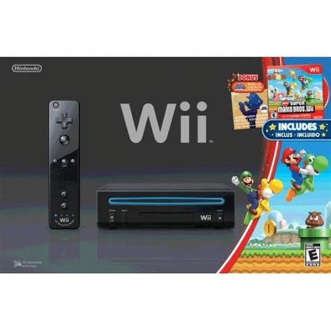 Restored Wii Black Console With New Super Mario Brothers Wii And Music