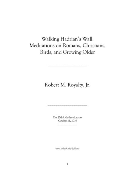 Fillable Online Walking Hadrians Wall Meditations On Romans Fax