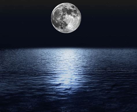 Moon Over The Ocean Moon Over Water Moon Over River Full Moon Moon