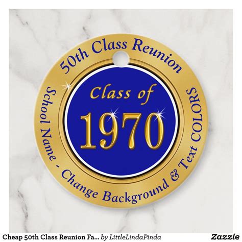 Cheap 50th Class Reunion Favor Tags Blue And Gold Favor Tags Zazzle