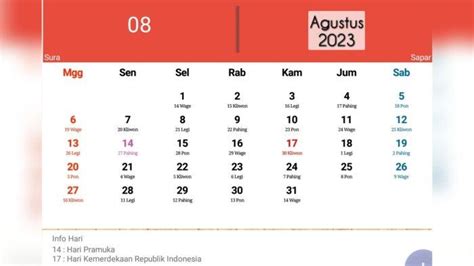 Berita Kalender Jawa Agustus 2023 Terbaru Hari Ini Tribunjateng