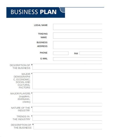 Printable Blank Business Plan Template Printable Templates