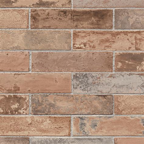 Red Realistic Pre Pasted Brick Wallpaper Ll29534 The Home Depot