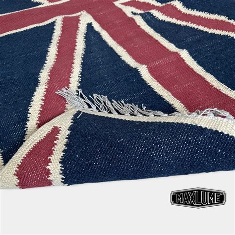 Hand Knotted Reversible Union Jack Rug Vintage Electrical