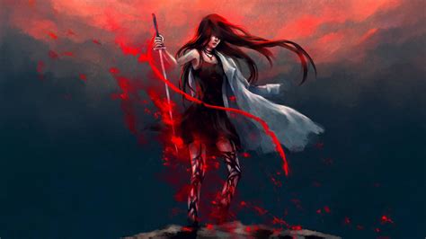 2560x1440 Anime Girl Katana Warrior With Sword 1440p Resolution Hd 4k Wallpapers Images