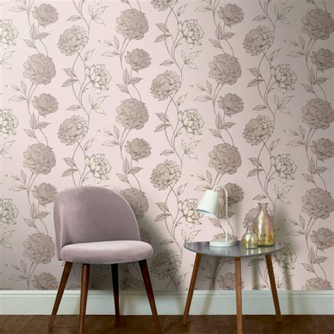 Download Arthouse Opera Pretty Floral Blush Metallic Wallpaper