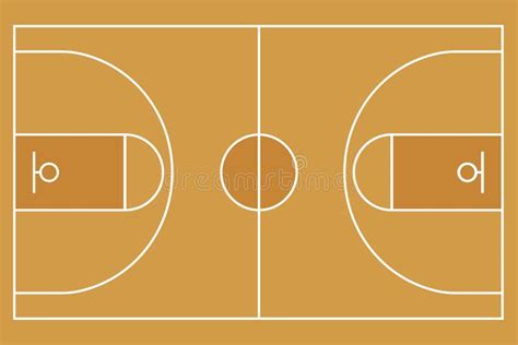 Flat Basketball Field Top View Of Basketball Court With Line Template