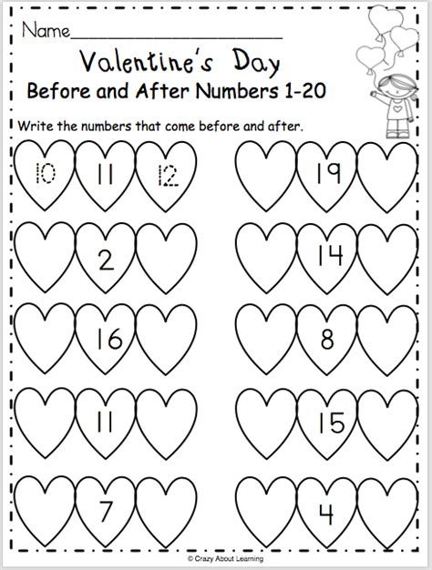 Free Valentine Worksheets For Kindergarten