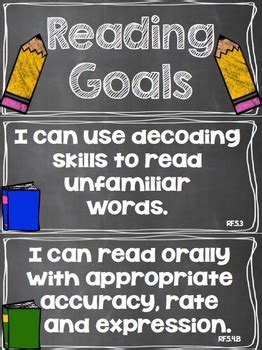 reading goals clip chart  grade  rundes room tpt