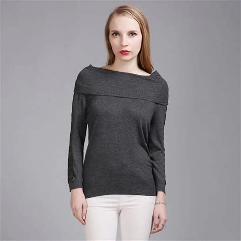 Buy Wkoud Lace Sleeve Patchwork Knitted Pullovers For Women Sexy Slash Neck