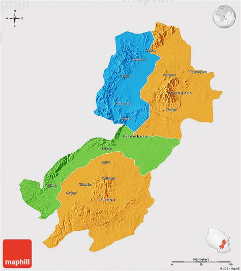 Political 3d Map Of Morogoro Cropped Outside