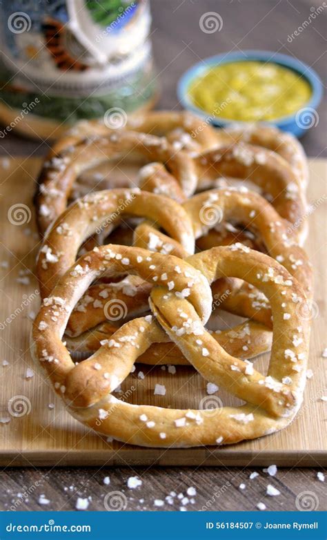 Traditional Bavarian Pretzel Snacks With Mustard Stock Image Image Of