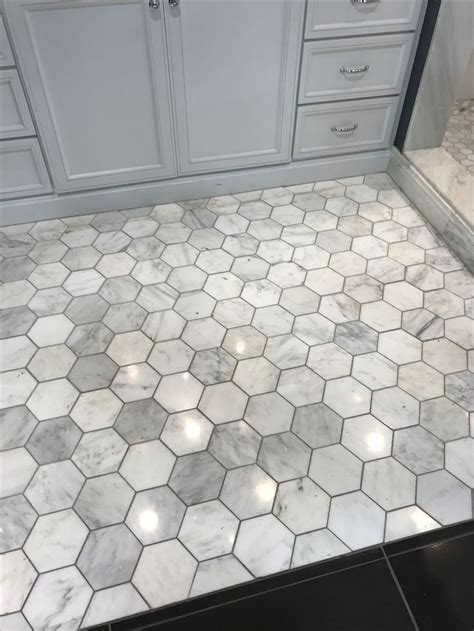 In the tile adhesive area at tilersforums.com. Love this grey with the darker grout. Hexagon floor tile ...