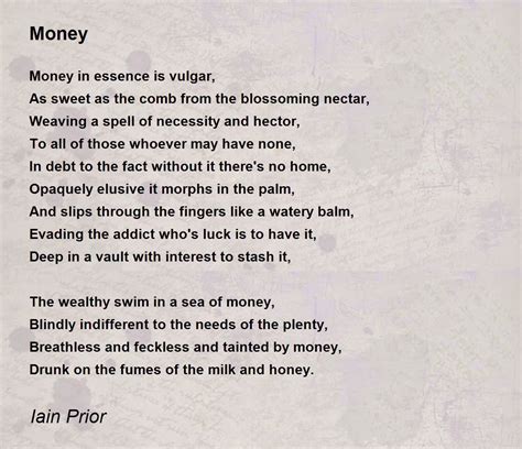 Money By Iain Prior Money Poem