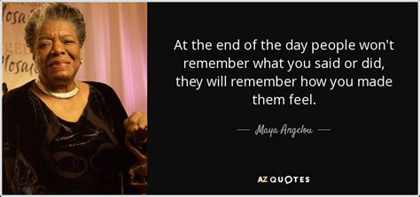 Maya Angelou Quote At The End Of The Day People Wont Remember What