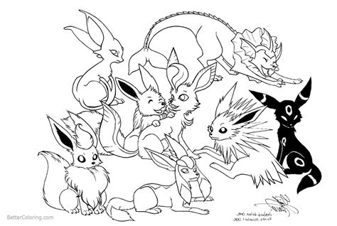Printable Eevee Evolution Pokemon Colouring Pages Eevee Coloring