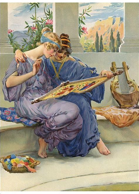 Prints Of Two Ancient Greek Women Embroidering Художники Картины