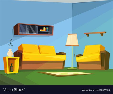 Living Room Interior In Cartoon Style Royalty Free Vector
