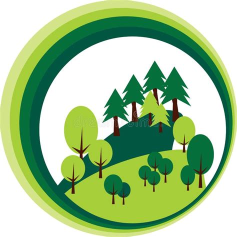 Forests Trees And Pines Cut Out In The Form Of A Circle Stock Vector