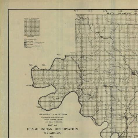 1917 Map Of Osage Indian Reservation Oklahoma Osage Osage Indians Map
