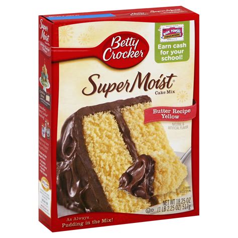 Betty crockers cake mix peanut butterchocolate chip cookies, hot fudge cake, lemonade cake, etc. Betty Crocker Super Moist Cake Mix, Butter Recipe Yellow, 18.25 oz (1 lb 2.25 oz) 517 g