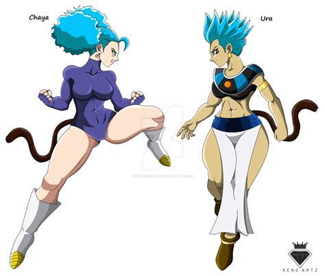 In my opinion she is the most badass looking he owns my favorite abilities and techniques in the dragon ball universe being the time skip techniques which just make him super powerful. Chaya ssj god blue vs Ura by KingKenoArtz | Dragon ball ...