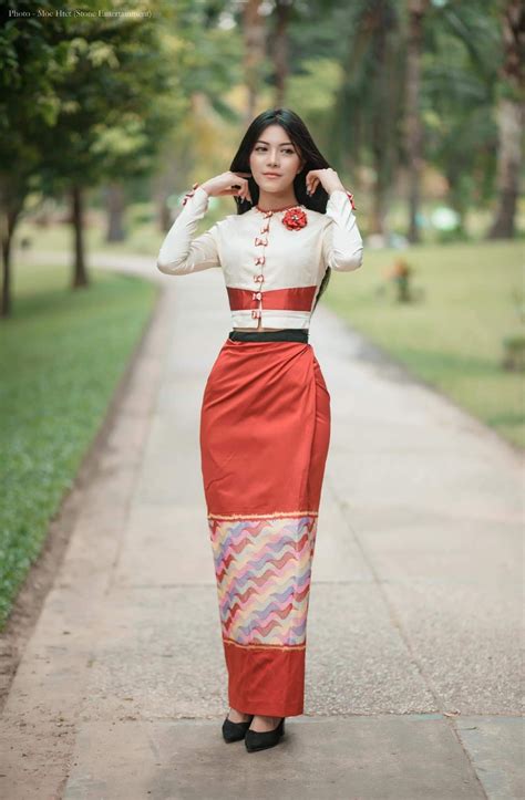 Pretty Lady In National Costume Of Myanmar Nationalattire