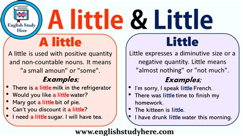 Using A Little And Little In English English Past Tense English