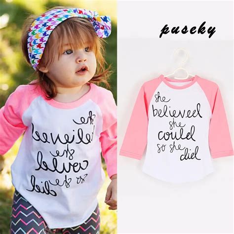 Baby Girls T Shirts 2017 Spring Letter Print Baby Girl Clothes Toddler
