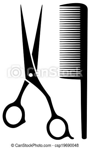 Eps Vector Of Isolated Scissors And Comb Black Silhouette On White