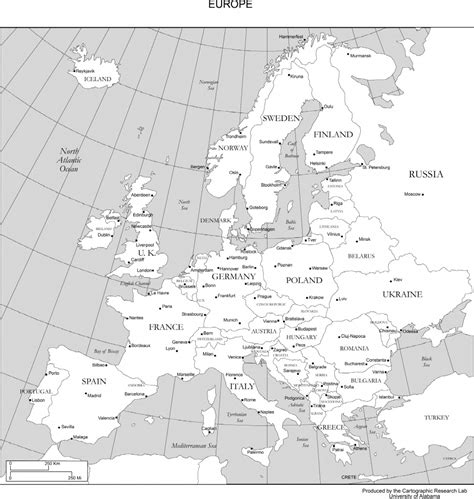 Printable Black And White Map Of Europe Free Printable Maps